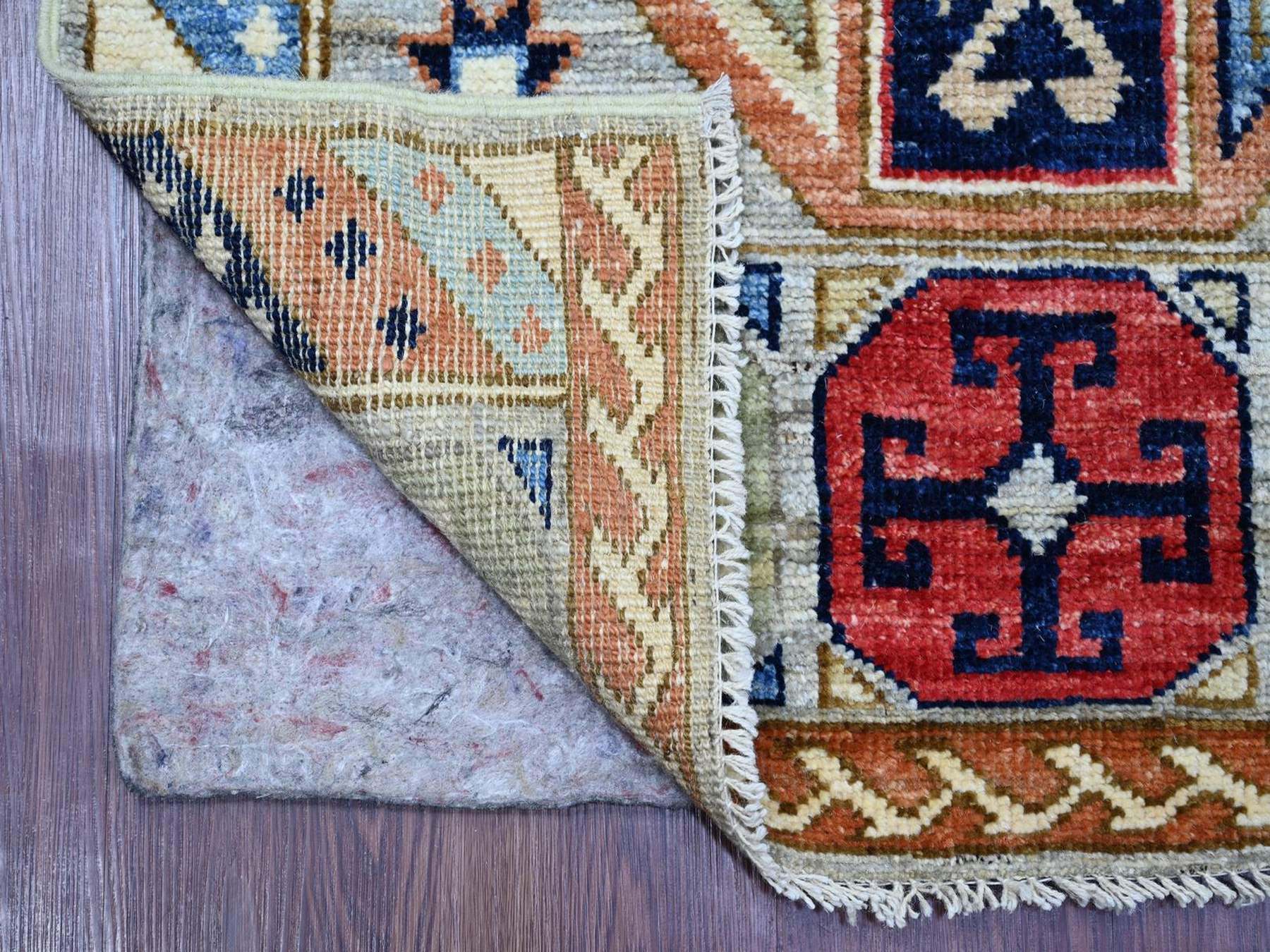 Grey 2'11" x 12'7" Tribal & Geometric Hand knotted Wool Rug - Sku: O022511