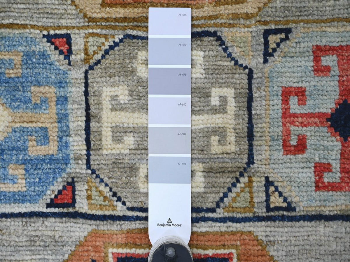 Tribal & Geometric hand-knotted wool runner in Gray & Colorful, 2'11" x 12'7" — SKU O022511 (view 3)