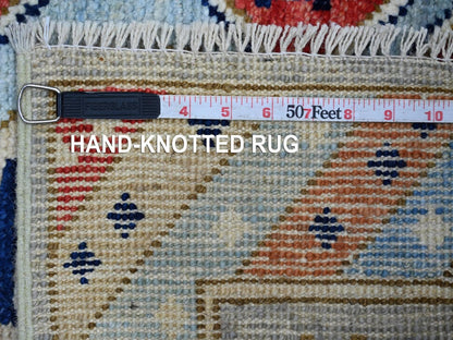 Tribal & Geometric hand-knotted wool runner in Gray & Colorful, 2'11" x 12'7" — SKU O022511 (view 6)