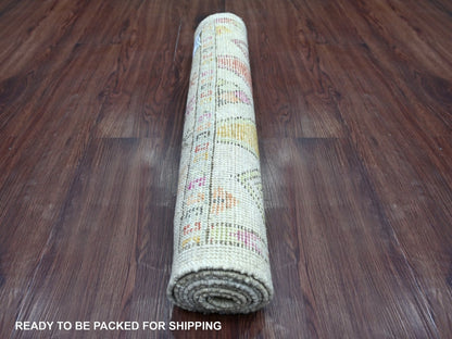 Tribal & Geometric hand-knotted wool runner in Gray, 2'8" x 6' — SKU O022512 (view 4)