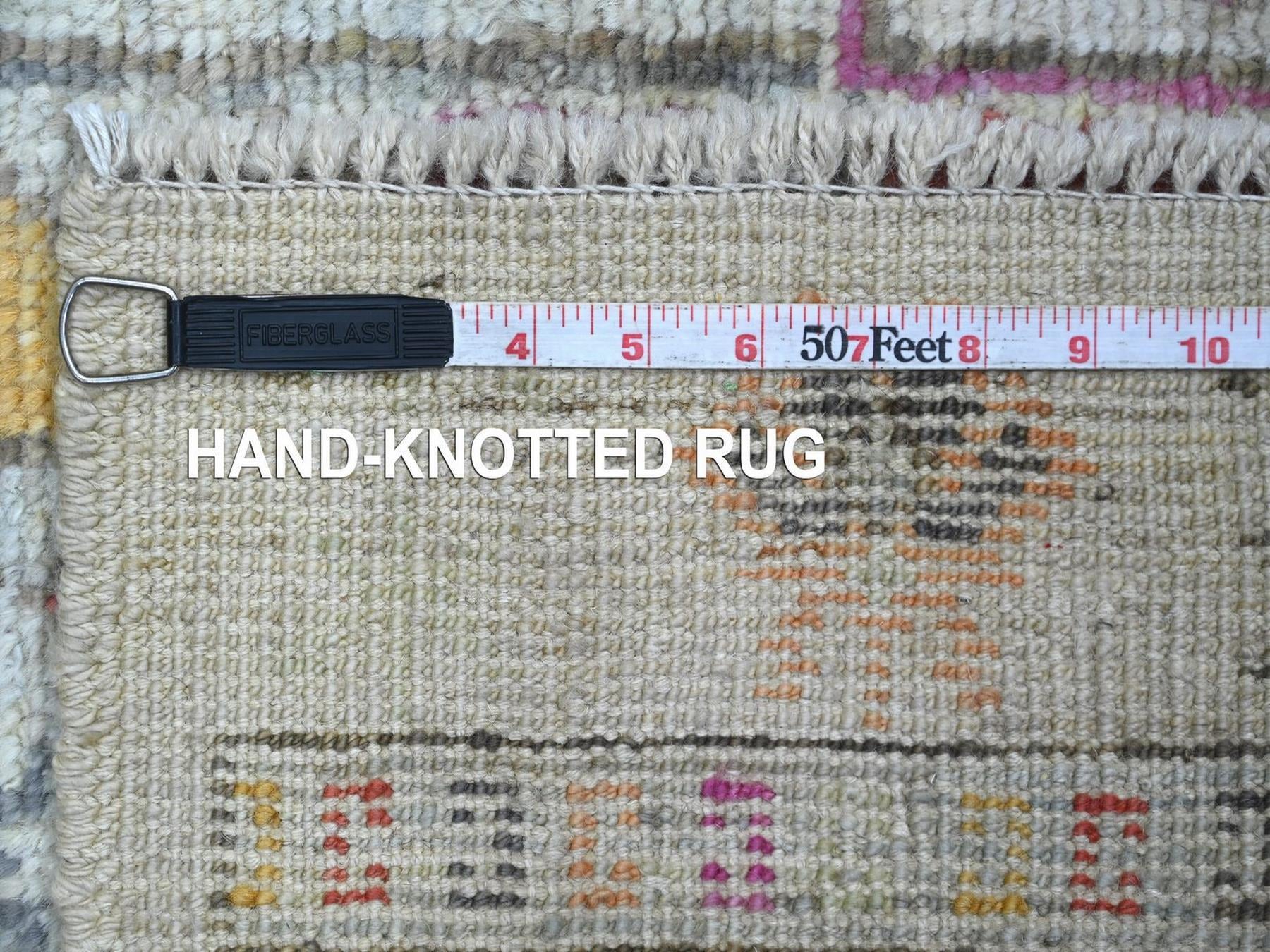 Tribal & Geometric hand-knotted wool runner in Gray, 2'8" x 6' — SKU O022512 (view 6)