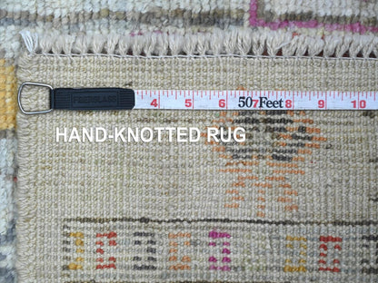 Tribal & Geometric hand-knotted wool runner in Gray, 2'8" x 6' — SKU O022512 (view 6)