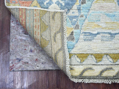 Tribal & Geometric hand-knotted wool runner in Gray, 2'10" x 7'7" — SKU O022513 (view 2)