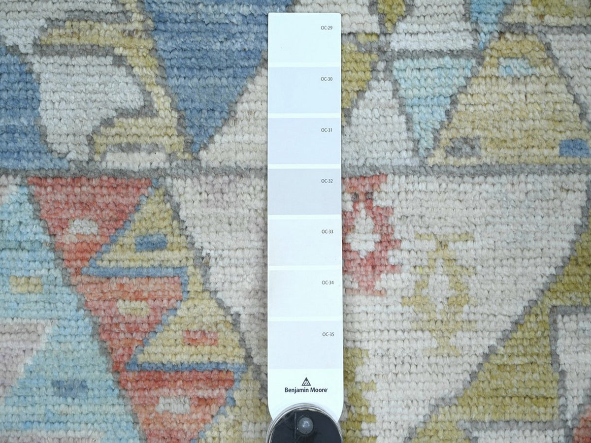Tribal & Geometric hand-knotted wool runner in Gray, 2'10" x 7'7" — SKU O022513 (view 3)