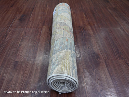 Tribal & Geometric hand-knotted wool runner in Gray, 2'10" x 7'7" — SKU O022513 (view 4)
