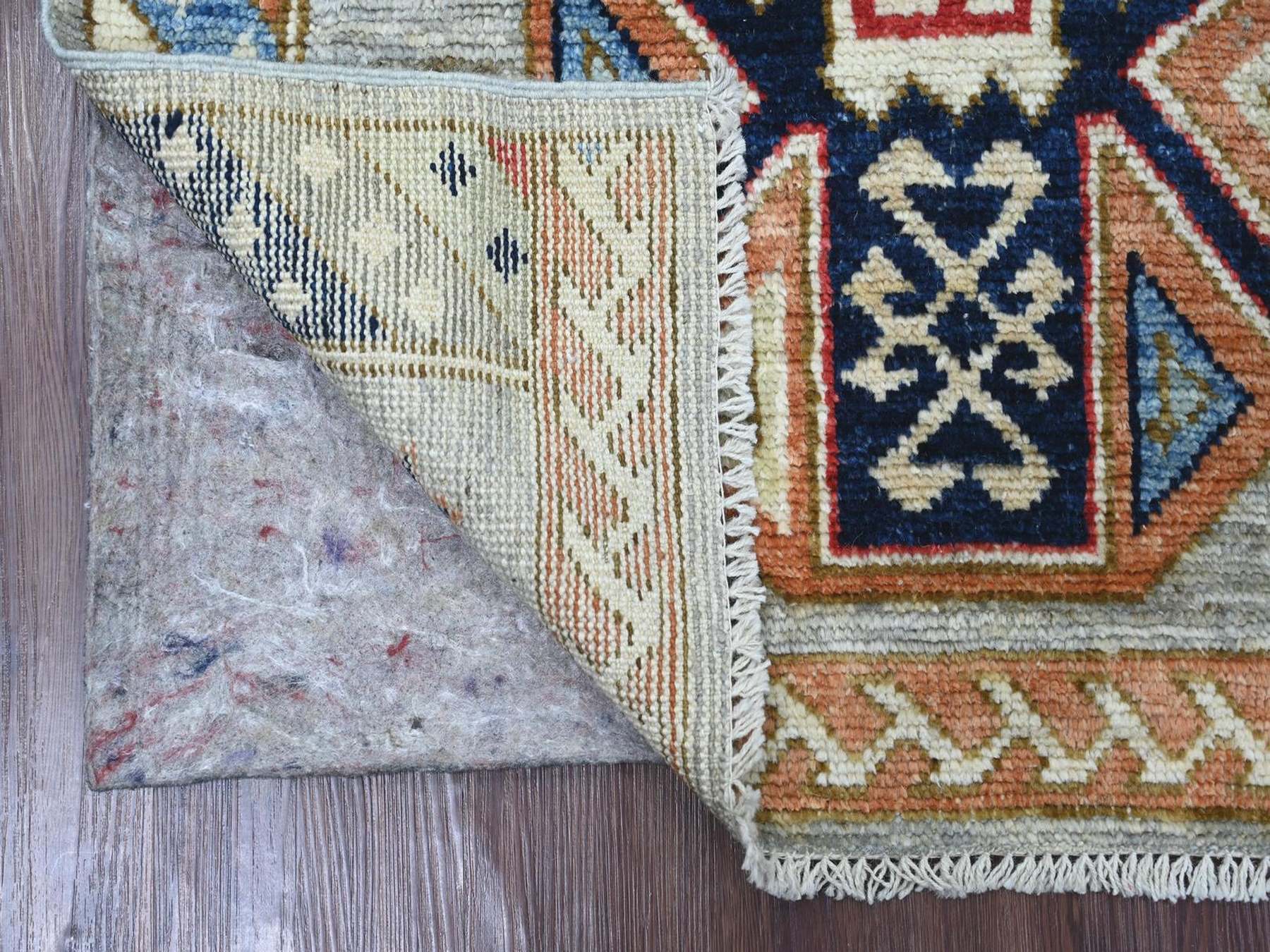 Tribal & Geometric hand-knotted wool runner in Gray & Colorful, 3' x 5'10" — SKU O022515 (view 2)