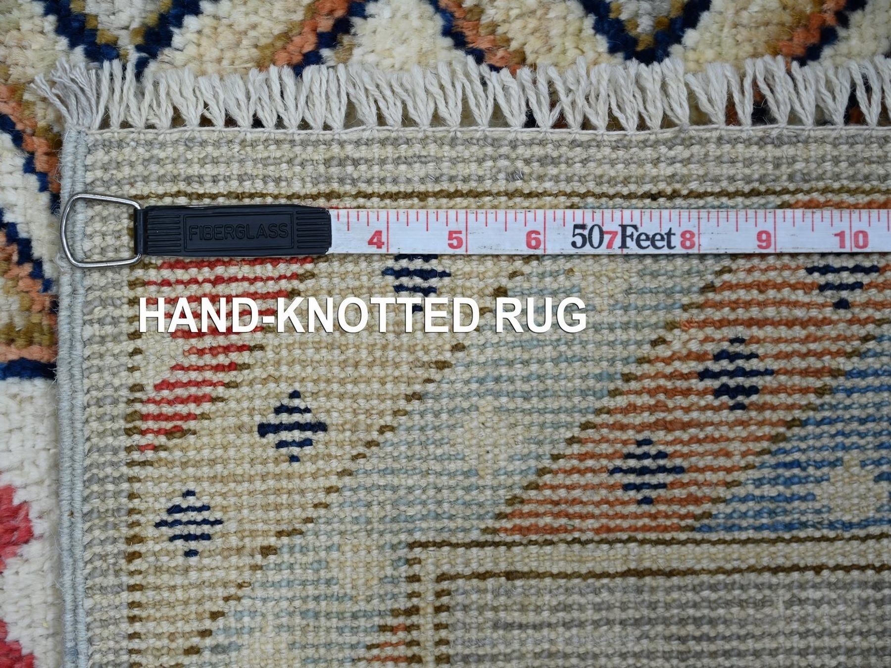 Tribal & Geometric hand-knotted wool runner in Gray & Colorful, 3' x 5'10" — SKU O022515 (view 6)