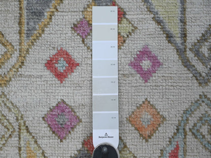 Tribal & Geometric hand-knotted wool runner in Gray, 2'10" x 8' — SKU O022516 (view 3)