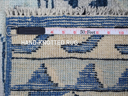 Blue 4'1" x 5'8" Tribal & Geometric Hand knotted Wool Rug - Sku: O022519