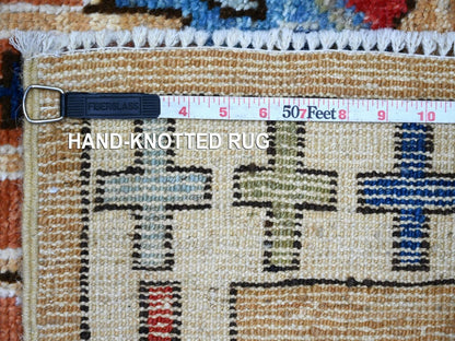 Brown 4'0" x 11'6" Tribal & Geometric Hand knotted Wool Rug - Sku: O022520
