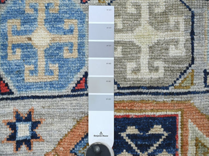 Grey 2'11" x 9'8" Tribal & Geometric Hand knotted Wool Rug - Sku: O022521