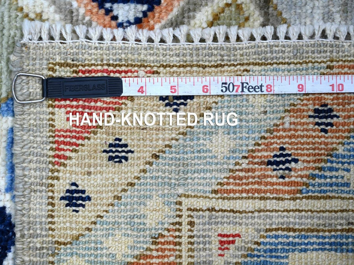 Tribal & Geometric hand-knotted wool runner in Gray & Colorful, 2'11" x 9'8" — SKU O022521 (view 6)