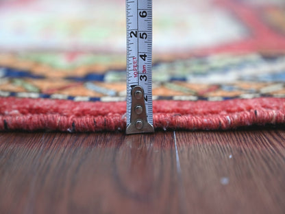 Ersari Tribal & Geometric hand-knotted wool rug in Red & Colorful, 3'11" x 5'10" — SKU O022524 (view 5)
