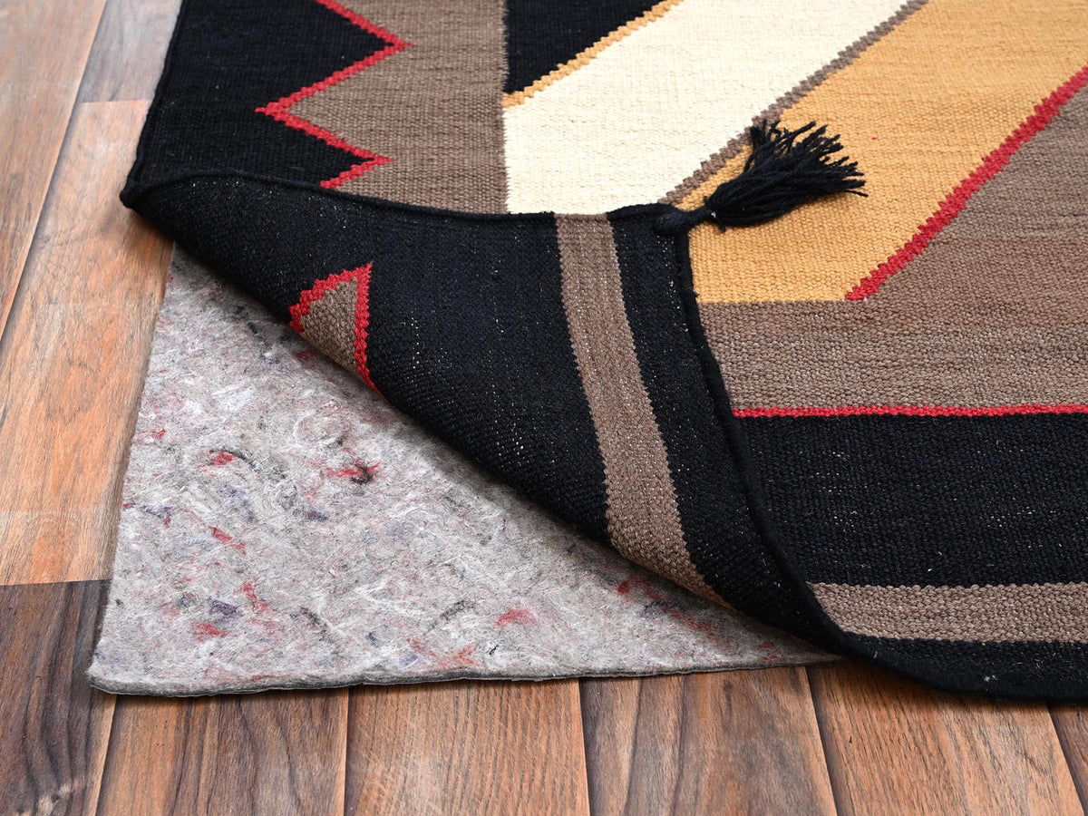 Flat-Weave hand-knotted wool rug in Multicolored & Black, 9'5" x 11'9" — SKU O02252 (view 3)