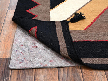 Flat-Weave hand-knotted wool rug in Multicolored & Black, 9'5" x 11'9" — SKU O02252 (view 3)