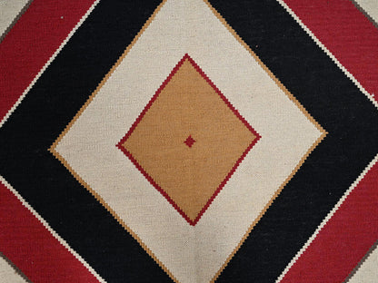 Flat-Weave hand-knotted wool rug in Multicolored & Black, 9'5" x 11'9" — SKU O02252 (view 4)