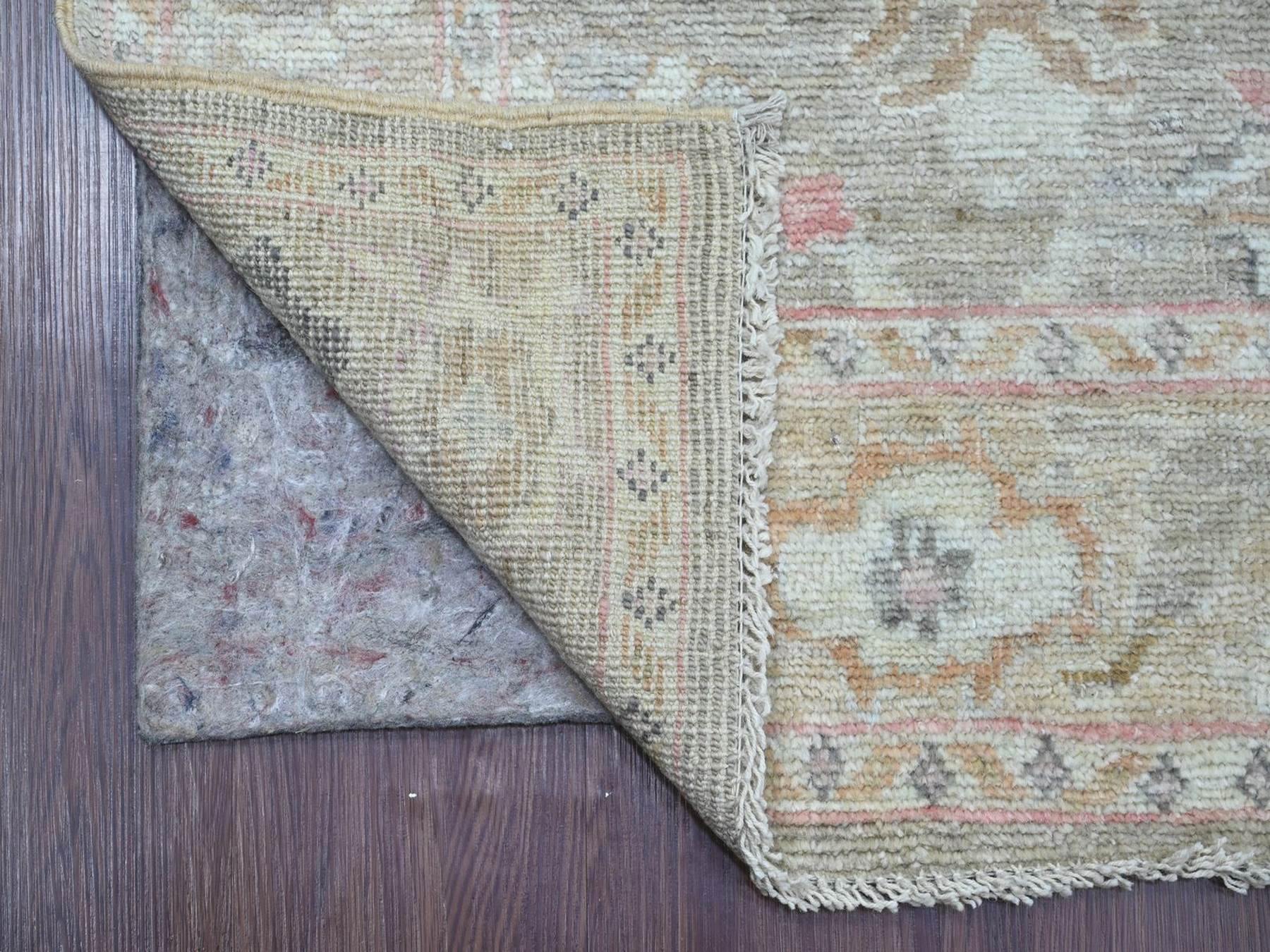 Brown 2'8" x 15'2" Oushak And Peshawar Hand knotted Wool Rug - Sku: O022531