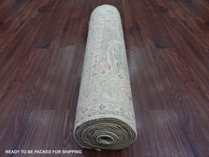 Brown 2'8" x 15'2" Oushak And Peshawar Hand knotted Wool Rug - Sku: O022531