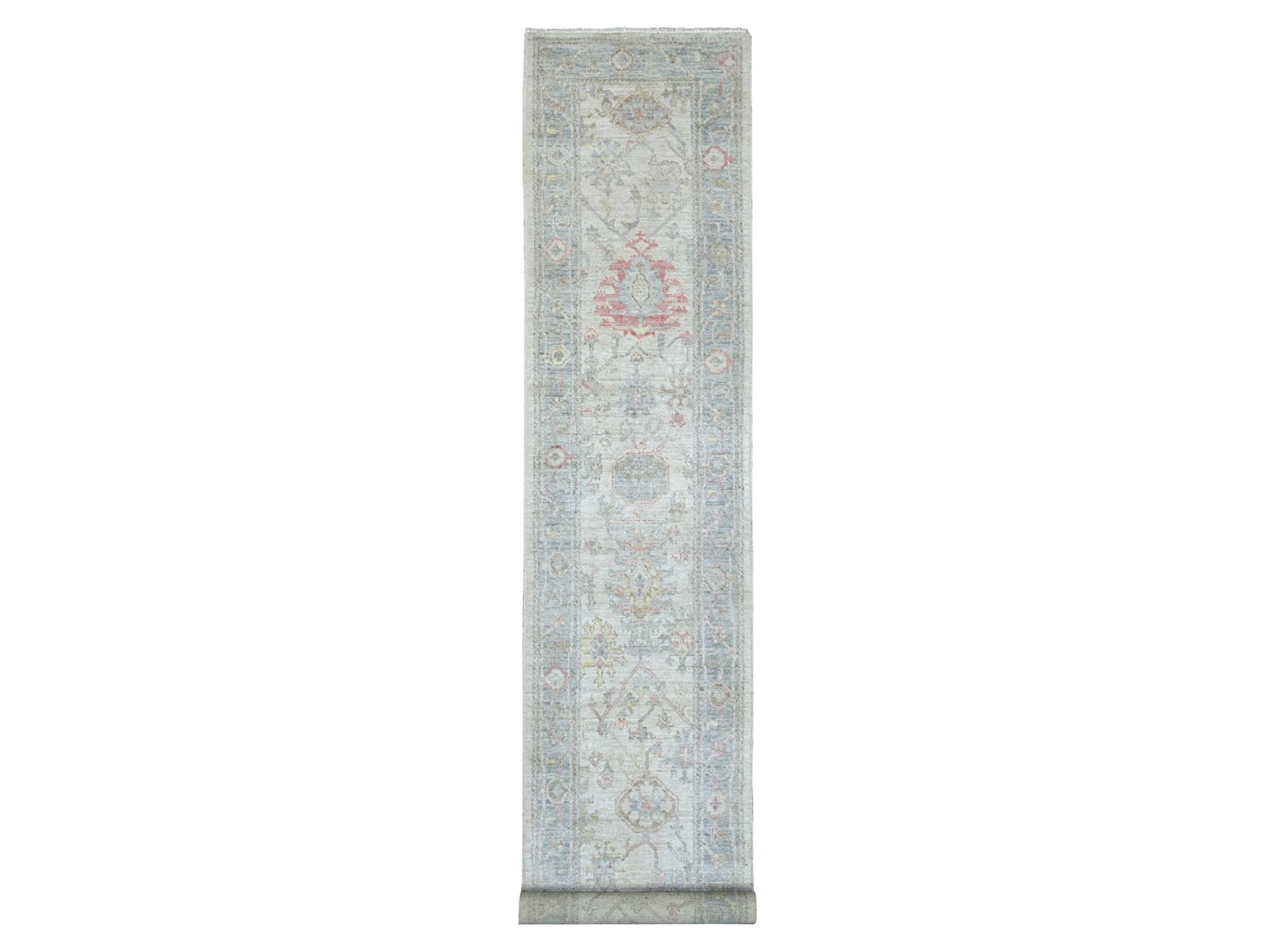 Ivory 2'11" x 16'4" Oushak And Peshawar Hand knotted Wool Rug - Sku: O022532
