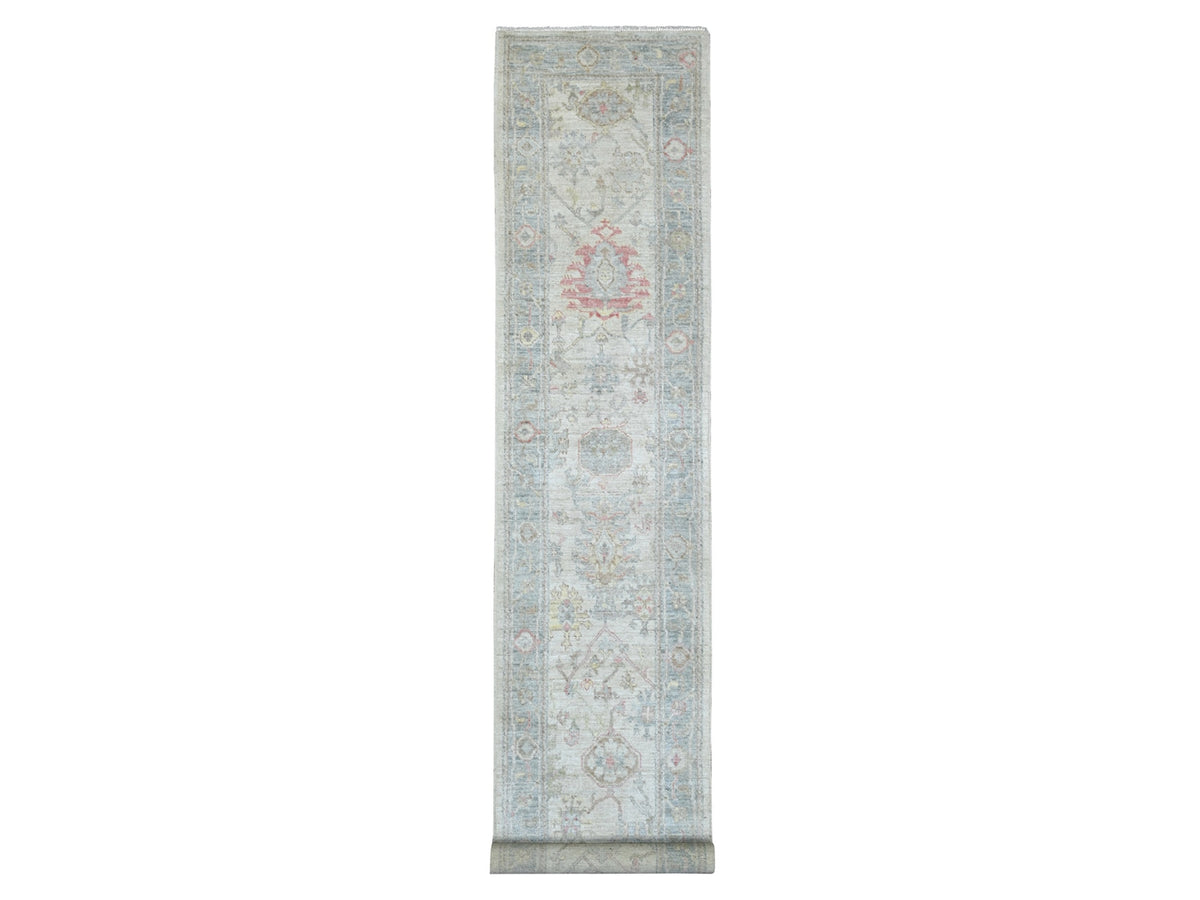 Oushak Oushak hand-knotted wool runner in Ivory & Gray, 2'11" x 16'4" — SKU O022532