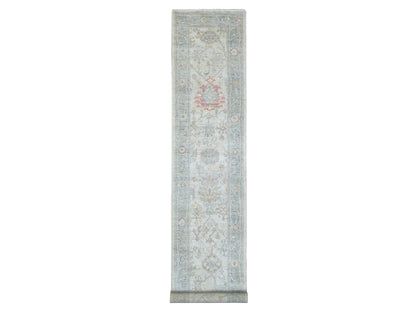 Oushak Oushak hand-knotted wool runner in Ivory & Gray, 2'11" x 16'4" — SKU O022532