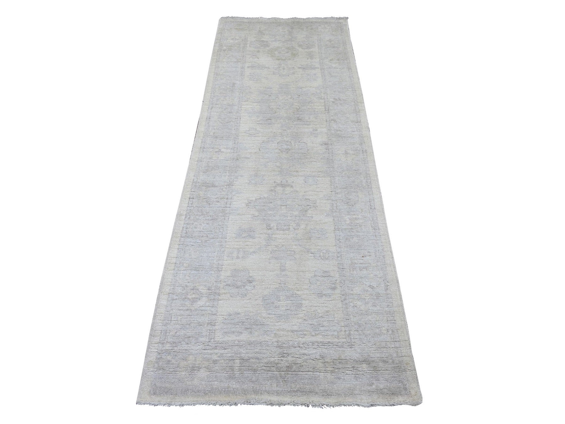Ivory 2'9" x 7'8" Oushak And Peshawar Hand knotted Wool Rug - Sku: O022534