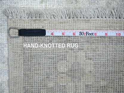 Ivory 2'9" x 7'8" Oushak And Peshawar Hand knotted Wool Rug - Sku: O022534