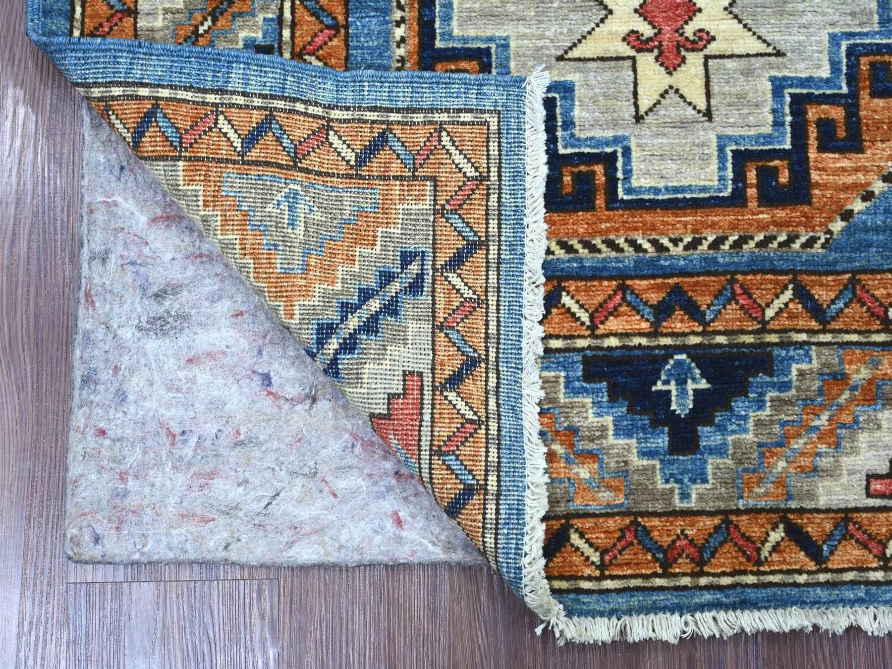 Blue 3'2" x 5'0" Tribal & Geometric Hand knotted Wool Rug - Sku: O022536