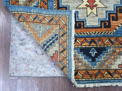Blue 3'2" x 5'0" Tribal & Geometric Hand knotted Wool Rug - Sku: O022536