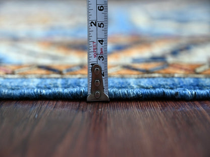 Blue 3'2" x 5'0" Tribal & Geometric Hand knotted Wool Rug - Sku: O022536