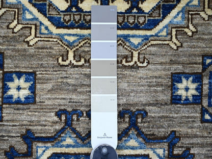 Grey 3'3" x 4'10" Tribal & Geometric Hand knotted Wool Rug - Sku: O022538