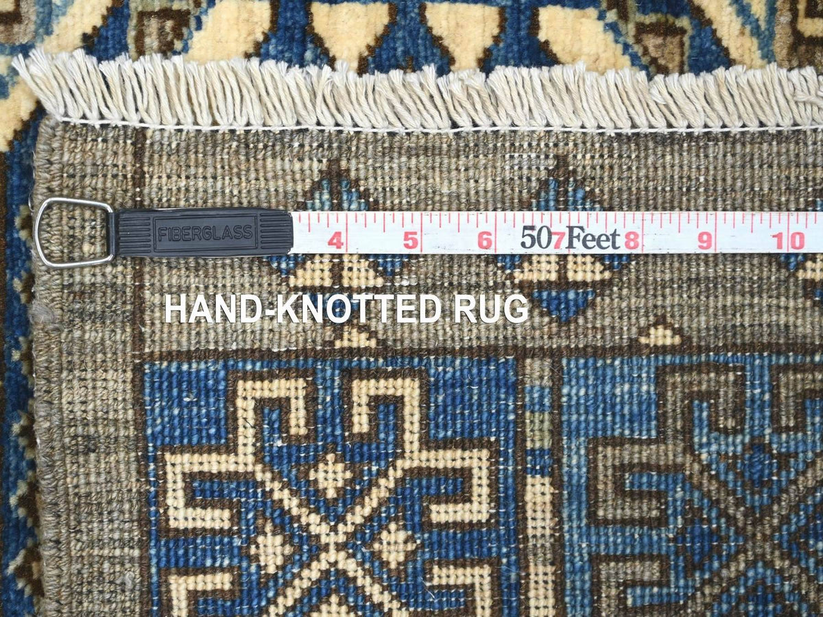 Ersari Tribal & Geometric hand-knotted wool rug in Gray & Blue, 3'3" x 4'10" — SKU O022538 (view 6)