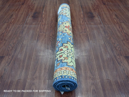 Blue 3'0" x 4'9" Tribal & Geometric Hand knotted Wool Rug - Sku: O022539