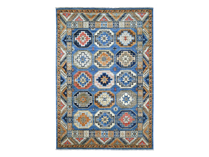 Blue 6'0" x 8'10" Tribal & Geometric Hand knotted Wool Rug - Sku: O022540