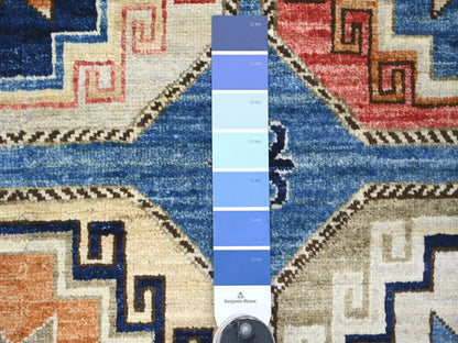 Blue 6'0" x 8'10" Tribal & Geometric Hand knotted Wool Rug - Sku: O022540