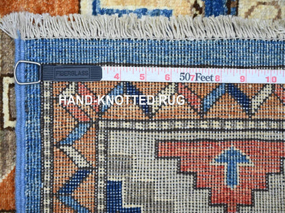Blue 6'0" x 8'10" Tribal & Geometric Hand knotted Wool Rug - Sku: O022540