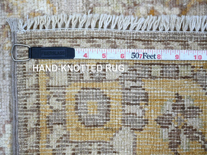 Brown 2'8" x 7'10" Oushak And Peshawar Hand knotted Wool Rug - Sku: O022542