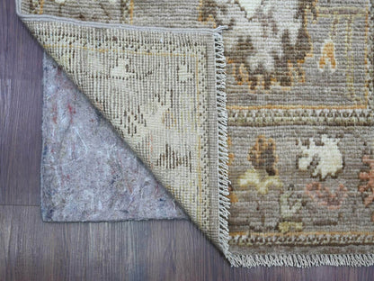 Brown 2'7" x 17'2" Oushak And Peshawar Hand knotted Wool Rug - Sku: O022544