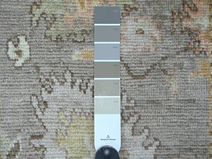 Brown 2'7" x 17'2" Oushak And Peshawar Hand knotted Wool Rug - Sku: O022544