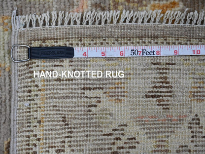 Brown 2'7" x 17'2" Oushak And Peshawar Hand knotted Wool Rug - Sku: O022544