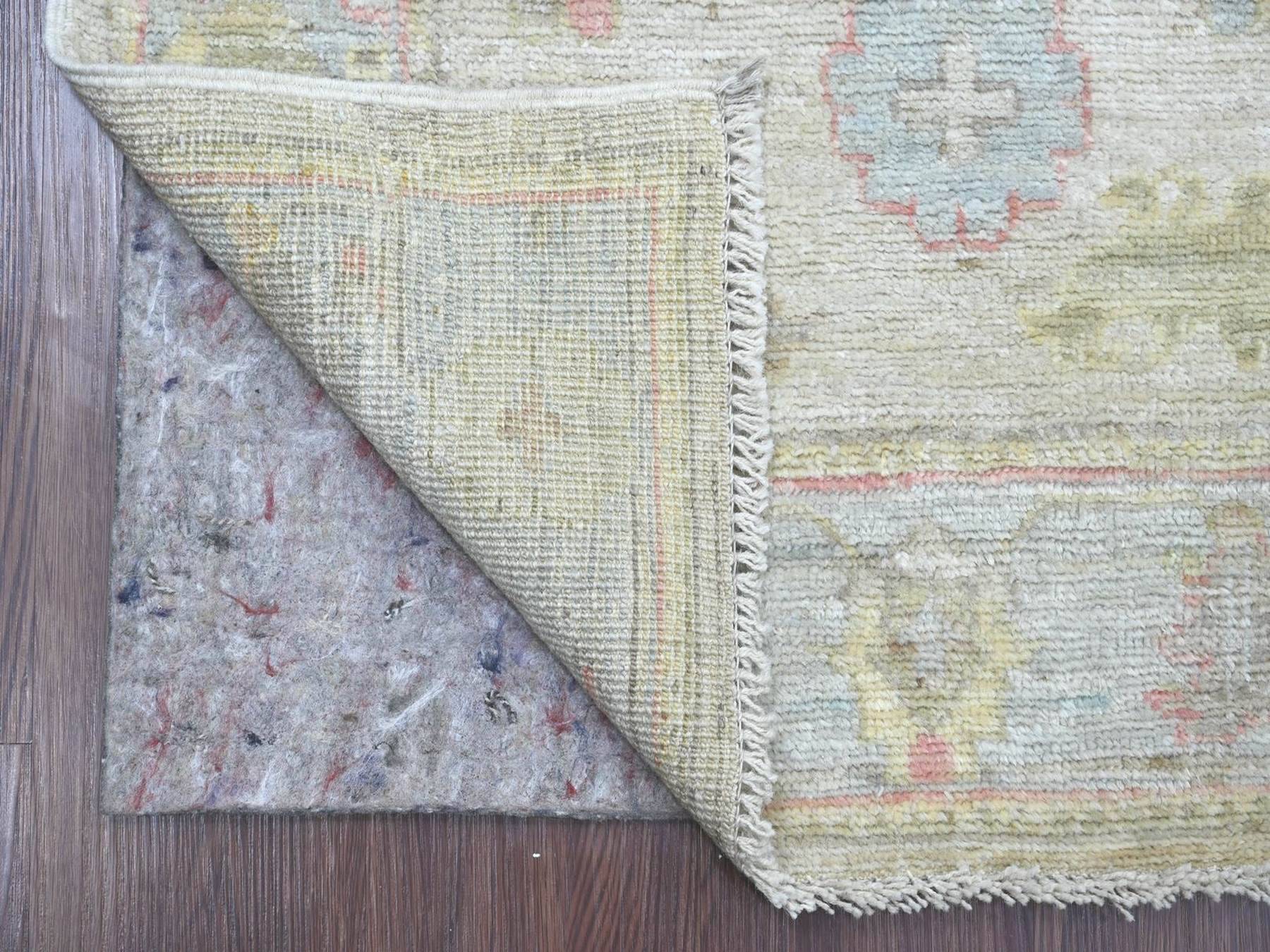 Oushak Oushak hand-knotted wool runner in Ivory & Light Blue, 2'6" x 15'5" — SKU O022545 (view 2)