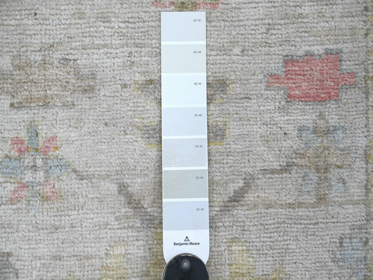 Oushak Oushak hand-knotted wool runner in Ivory & Light Blue, 2'6" x 15'5" — SKU O022545 (view 3)