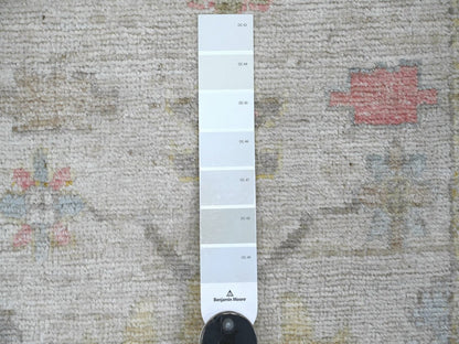Oushak Oushak hand-knotted wool runner in Ivory & Light Blue, 2'6" x 15'5" — SKU O022545 (view 3)