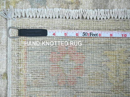 Oushak Oushak hand-knotted wool runner in Ivory & Light Blue, 2'6" x 15'5" — SKU O022545 (view 6)
