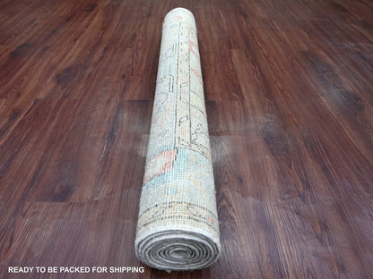Oushak Oushak hand-knotted wool runner in Gray & Light Blue, 3'11" x 9'7" — SKU O022546 (view 4)