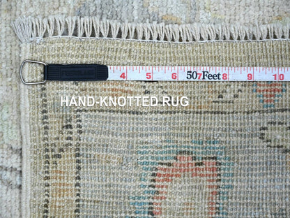 Oushak Oushak hand-knotted wool runner in Gray & Light Blue, 3'11" x 9'7" — SKU O022546 (view 6)