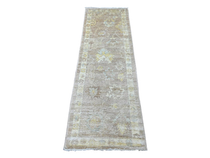 Brown 2'1" x 6'2" Oushak And Peshawar Hand knotted Wool Rug - Sku: O022547