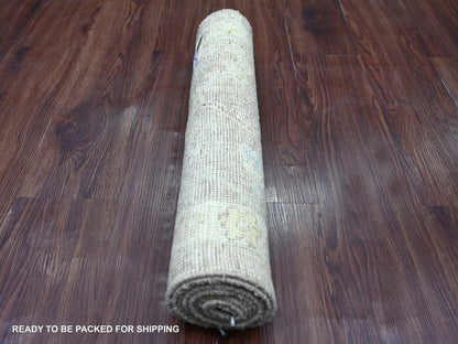 Brown 2'1" x 6'2" Oushak And Peshawar Hand knotted Wool Rug - Sku: O022547