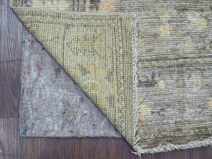 Brown 2'11" x 12'9" Oushak And Peshawar Hand knotted Wool Rug - Sku: O022548