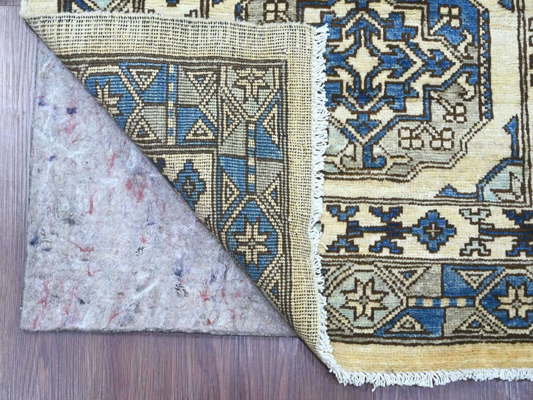 Ersari Tribal & Geometric hand-knotted wool runner in Ivory & Gray, 2'7" x 11'8" — SKU O022550 (view 2)